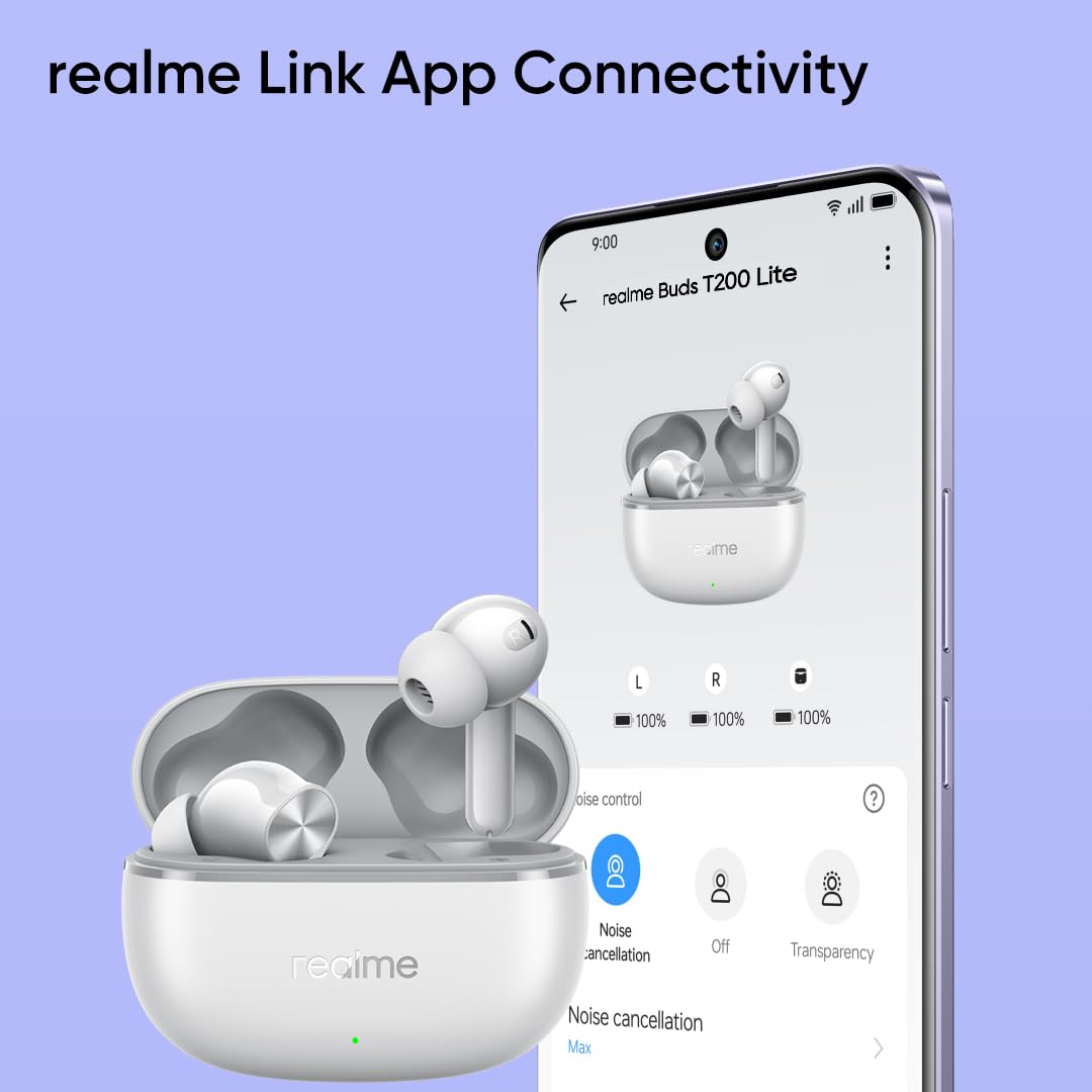 realme Buds T200 Lite Bluetooth in Ear Earbuds,4 Mic, AI ENC for Calls,48 Hours Total Playback with Fast Charging (Grey) - Rajputtrade