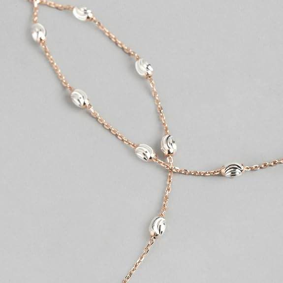 925 Sterling Silver Anklet (Pair) | Beads Chain Rose Gold Plating Chain | Gift for Women & Girls | - Rajputtrade