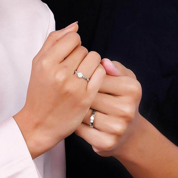 925 Silver Anushka Sharma Minimal Couple Rings, Adjustable | Promise Rings for Men and Women | - Rajputtrade