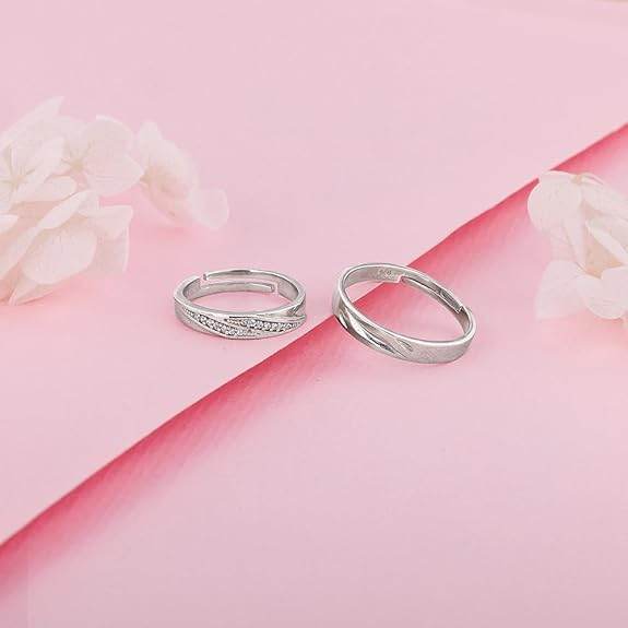 925 Silver Anushka Sharma Vintage Couple Band, Adjustable | Promise Rings for Men and Women | - Rajputtrade