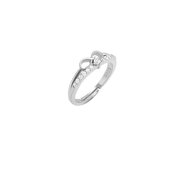 925 Silver Precious Heart Ring, Adjustable | Gifts for Women and Girls - Rajputtrade