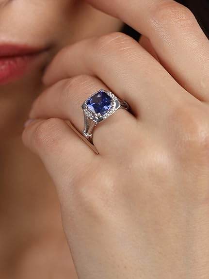 925 Sterling Silver Cushion Stone Ring with Adjustable Band | Gift for Women Wife Girls - Rajputtrade