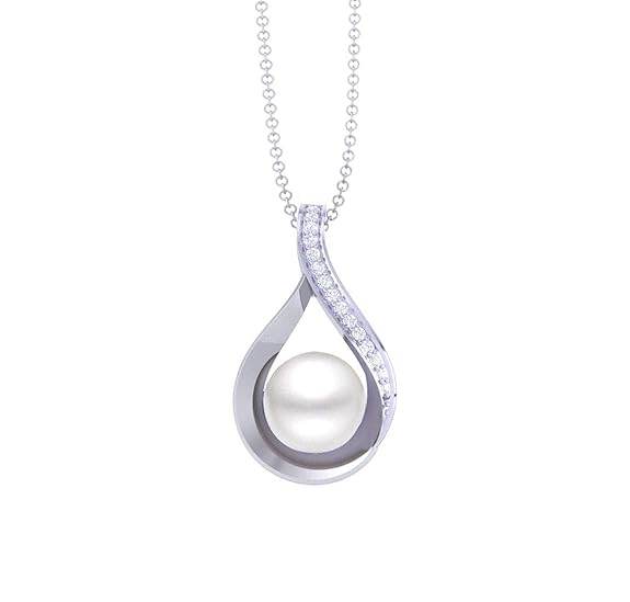 92.5 Sterling Silver Real Pearl Pendant with Chain |Gift for Women and Girls - Rajputtrade