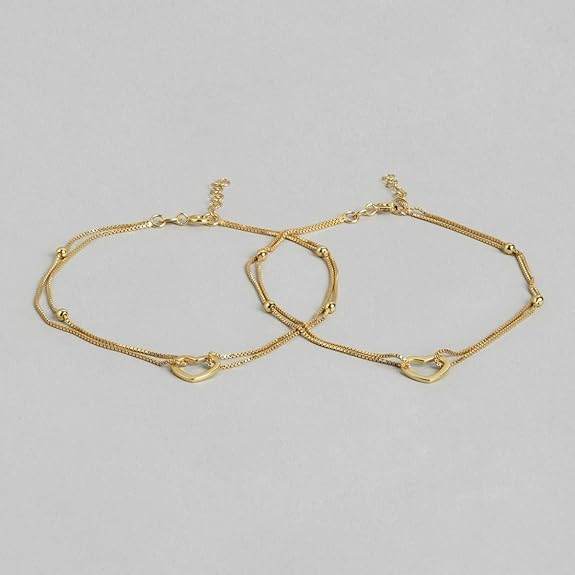 925 Sterling Silver Rose Gold Anklets (Pair) | Gift for Women & Girls - Rajputtrade