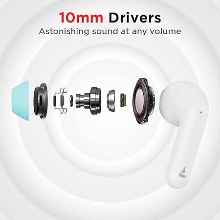 boAt Airdopes 175 True Wireless Earbuds with Quad Mics ENx™ Technology, ASAP™ Charge, 35H Playtime, Signature Sound, IPX4, IWP™, Touch Controls, Lightweight Build(Crimson White) - Rajputtrade