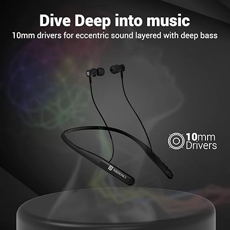 Portronics Harmonics Z4 Wireless Bluetooth 5.3 Neckband in Ear Earphones with Mic, 30Hrs Playtime (Black) - Rajputtrade