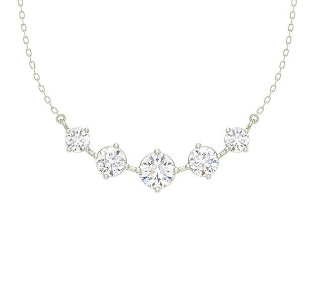 925 Sterling Silver 5 Stone Pendant Earring Chain Jewellery Set | Platinum Plated, Swiss Zirconia | Gift for Women & Girls - Rajputtrade