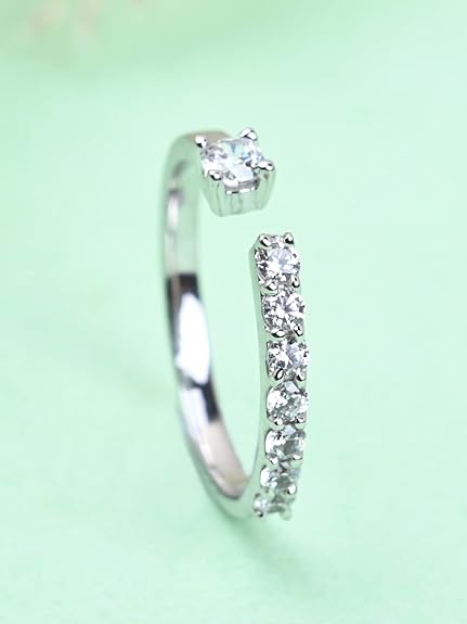 Pure 925 Sterling Silver Minimal Office wear Finger Ring with Adjustable Band | Gift for Women Girls Wife Girlfriend | Multiple Design Options - Rajputtrade