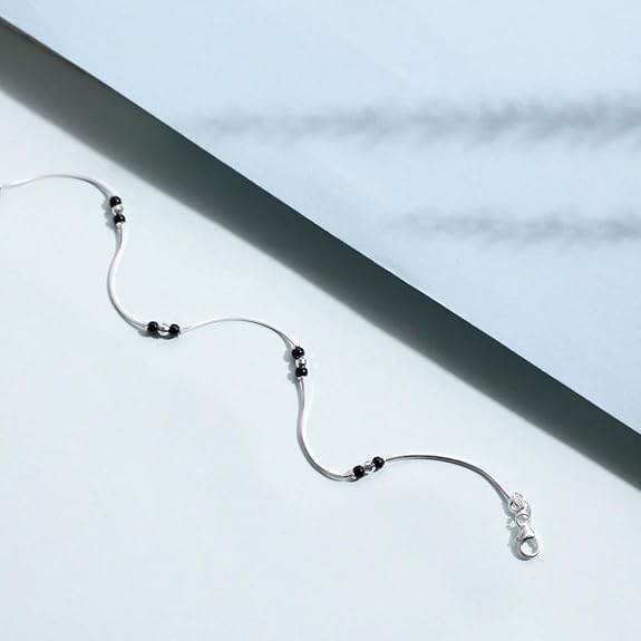 925 Sterling Silver Anklet | Rhodium Plated Precious Cubic Zirconia Women Chain Anklet | Gifts For Women & Girls | - Rajputtrade