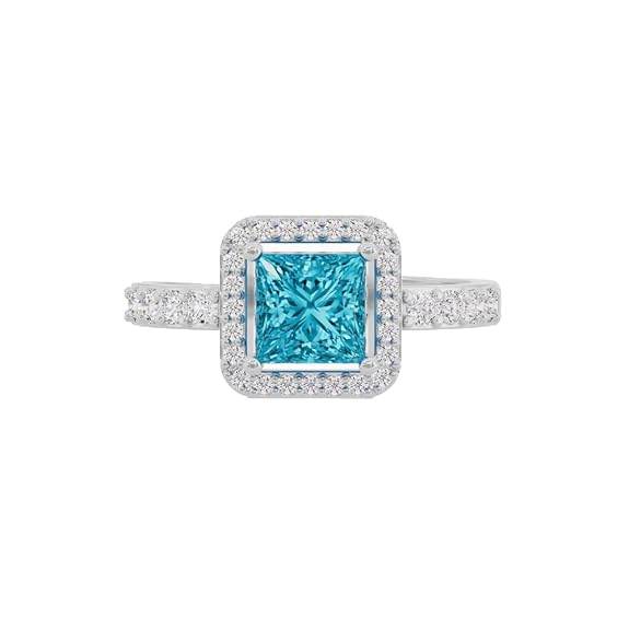 925 Sterling Silver 18K Gold and Rose Gold Plated Radiant Square Halo Ring | Gift for Women and Girls - Rajputtrade