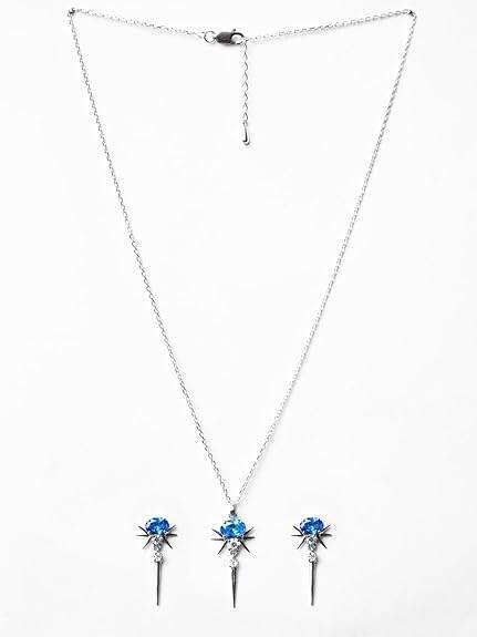 925 Sterling Silver Dolores Pendant Earring Chain Jewellery Set | Rhodium Plated, Swiss Zirconia | Gift for Women & Girls - Rajputtrade