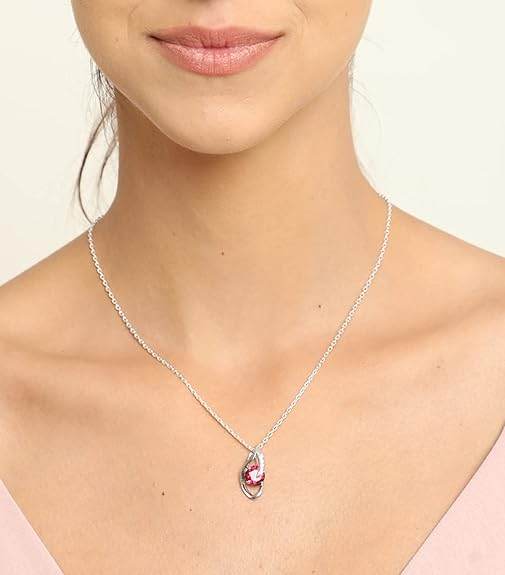 925 Sterling Silver Blood Red Eye Pendant Chain Jewellery Set | Rhodium Plated, Swiss Zirconia | Gift for Women & Girls - Rajputtrade