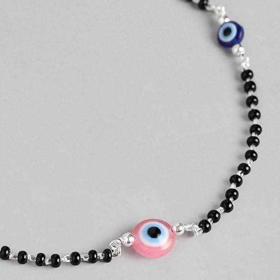 925 Sterling Silver Rhodium Plating Nazaria Anklet (Single) | | Gift for Women & Girls | - Rajputtrade