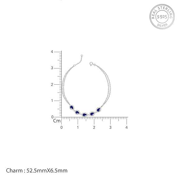 925 Silver Royal Blue Drop Bracelet, Adjustable Gifts for Girlfriend, Gifts for Women & Girls| - Rajputtrade