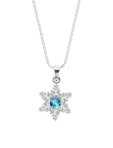 925 Sterling Silver Snowflake Pendant Necklace | with or Without Chain | Gift for Women and Girls - Rajputtrade