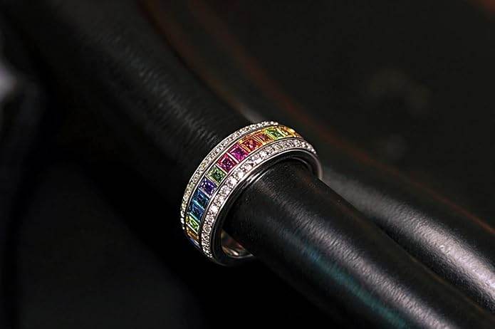925 Sterling Ring For Women And Girls| Multicolour Cubic Zirconia Finger Ring with Authenticity Certificate | Size – 6 - Rajputtrade