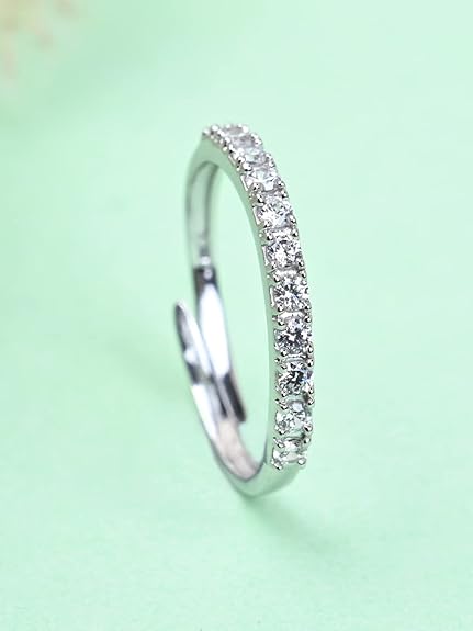 Pure 925 Sterling Silver Minimal Office wear Finger Ring with Adjustable Band | Gift for Women Girls Wife Girlfriend | Multiple Design Options - Rajputtrade