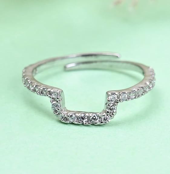Pure 925 Sterling Silver Minimal Office wear Finger Ring with Adjustable Band | Gift for Women Girls Wife Girlfriend | Multiple Design Options - Rajputtrade