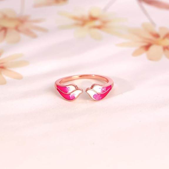 925 Silver Rose Gold Winglet Ring, Adjustable | Gifts for Women and Girls | - Rajputtrade