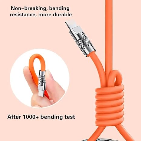 USB to Type C Type C Cable with 3A Rapid Charging 480mbps Data Transmission | 3 in 1 Data Cable (Orange)