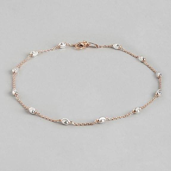 925 Sterling Silver Rose Gold Plating Chain Anklet (Single) | Gift for Women & Girls | - Rajputtrade