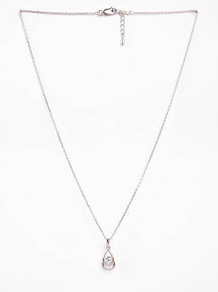 925 Sterling Silver Tosca Pendant Earrings Chain Necklace Jewellery Set | Rose Gold Plated, Swiss Zirconia |Gift for Women and Girls - Rajputtrade