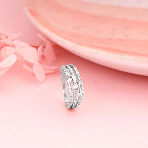 925 Silver Layered Ring Rose Gold 18k Gold Plated Rings | Stacking Ring | Statement Ring | Gifts for Women & Girls - Rajputtrade
