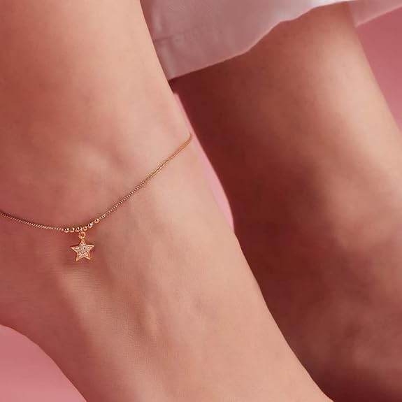 925 Sterling Silver Rose Gold Plating Chain Anklet (Single) | Gift for Women & Girls | - Rajputtrade