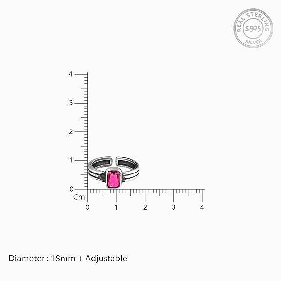 925 Silver Oxidised Silver Fuchsia Ring, Adjustable | Gifts for Women and Girls | - Rajputtrade