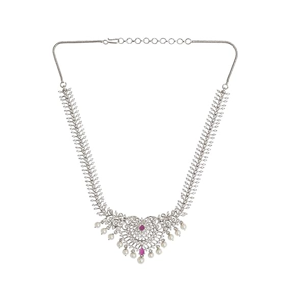 Silver Plated Brass Necklace Set For Womens Jewellery Set - Rajputtrade
