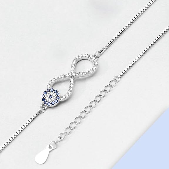 925 Sterling Silver Anklet | Rhodium Plated Precious Cubic Zirconia Women Chain Anklet | Gifts For Women & Girls | - Rajputtrade