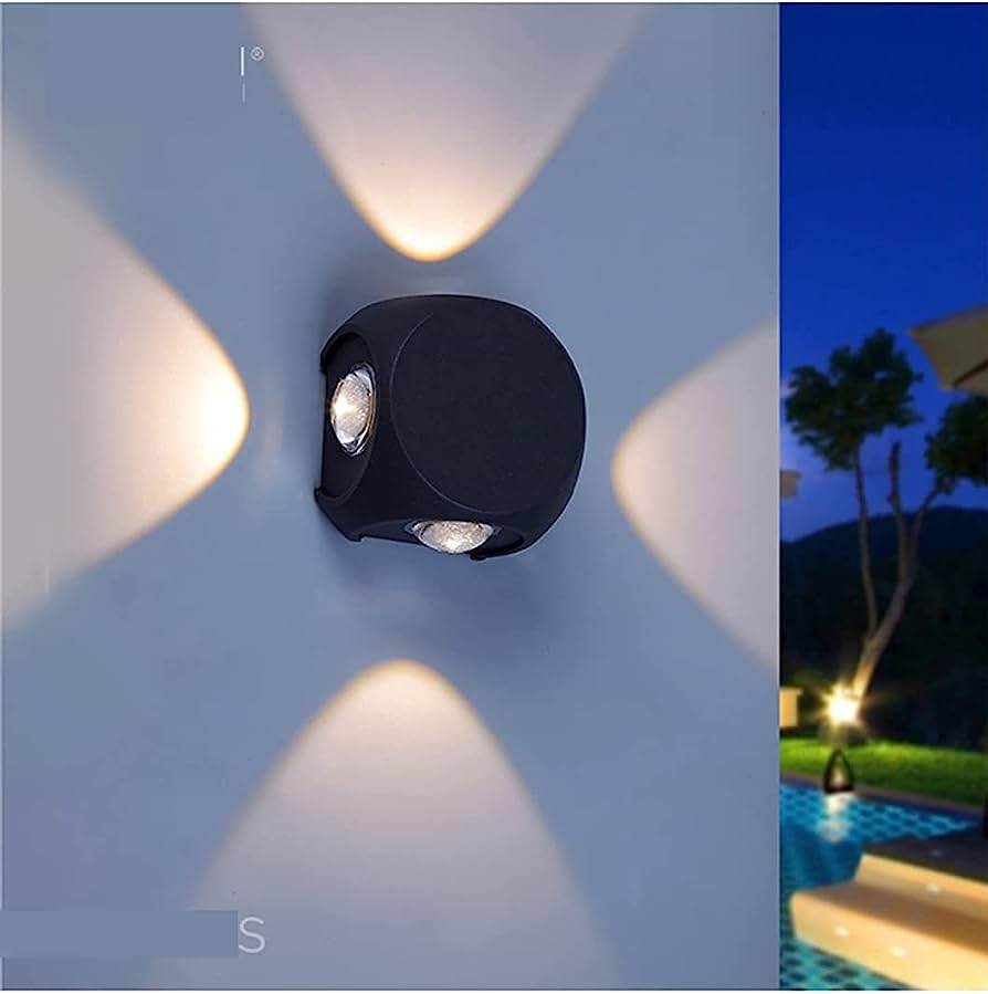 4 Way Oval Up Down LED Outdoor Waterproof IP65 Exterior Wall Step Light Fixture Lamp (Warm White, Black Body) 8 Watts,Aluminium - Rajputtrade