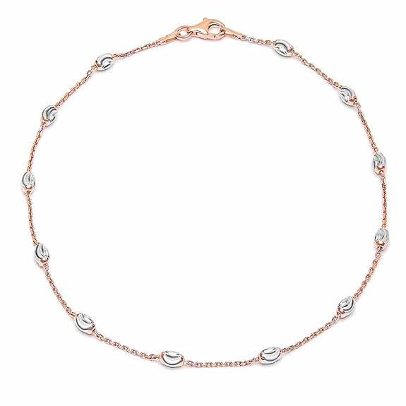 925 Sterling Silver Rose Gold Plating Chain Anklet (Single) | Gift for Women & Girls | - Rajputtrade