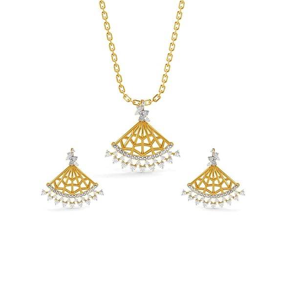 925 Sterling Silver Irina Pendant Earring Chain Jewellery Set | Gold Rhodium Plated, Swiss Zirconia | Gift for Women & Girls - Rajputtrade