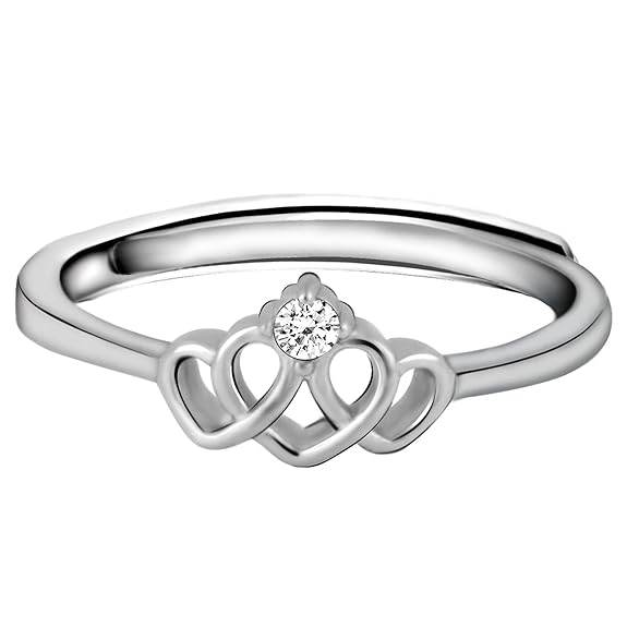 925 Silver Chahat's Crowning Heart Ring, Adjustable | Gifts for Girlfriend, Gifts for Women & Girls| - Rajputtrade