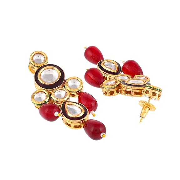 Kundan Elegance Round Cut Gems Beaded Maang Tika Set For Women - Rajputtrade