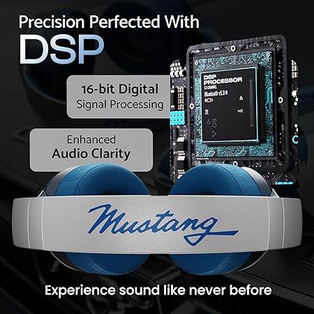 Boult X Mustang Newly Launched Q Over Ear Bluetooth Headphones with 70H Playtime, 40mm Bass Drivers, Zen™ ENC Mic, Type-C Fast Charging (Blue) - Rajputtrade