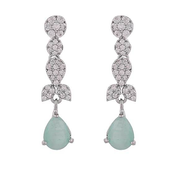 Elegance Green And White Teardrop Cut Cz Jewellery Set For Women | Jewellery Set - Rajputtrade