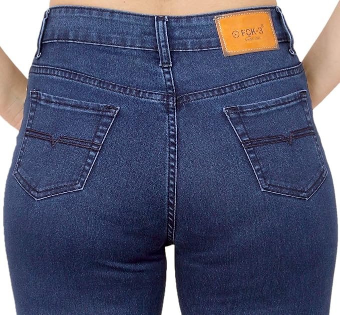 Stretchable Denim Pencil Fit Regular Fit High Waist Jeans for Women (Blue) -50 - Rajputtrade