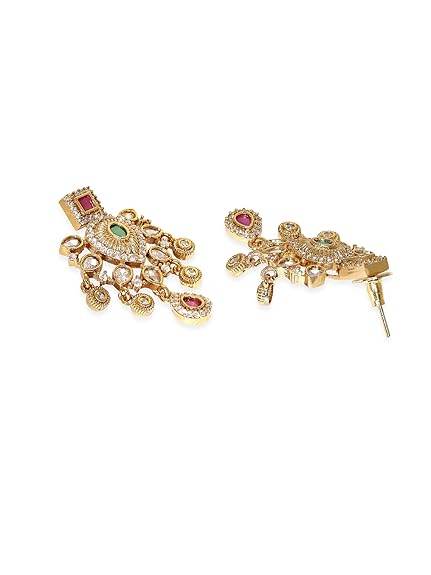 Gold Tone Temple Necklace Set with Multicolored Stones For Women - Rajputtrade