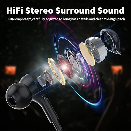 Neckband Bluetooth Headphones Wireless Earbuds for Samsung S25 Ultra S24 S23 FE S22 A53 A14 (Black) - Rajputtrade