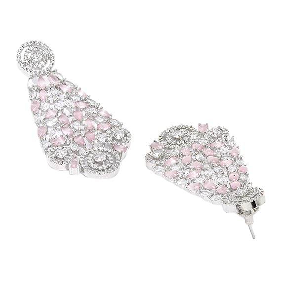 Choker Necklace with Earrings Jewellery Set with Girls and Women (Pink) - Rajputtrade
