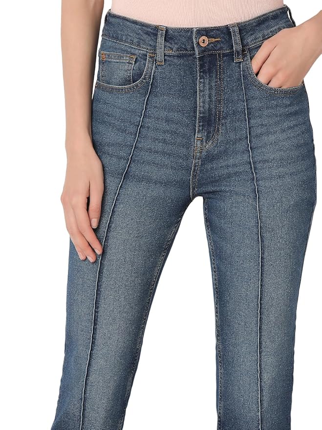 Women's Relaxed Jeans, Dark Blue Denim (34) - Rajputtrade