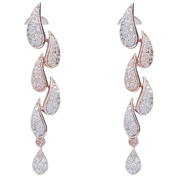 American Diamond CZ Rose Gold Plated Designer Jewellery Set/Necklace Set - Rajputtrade