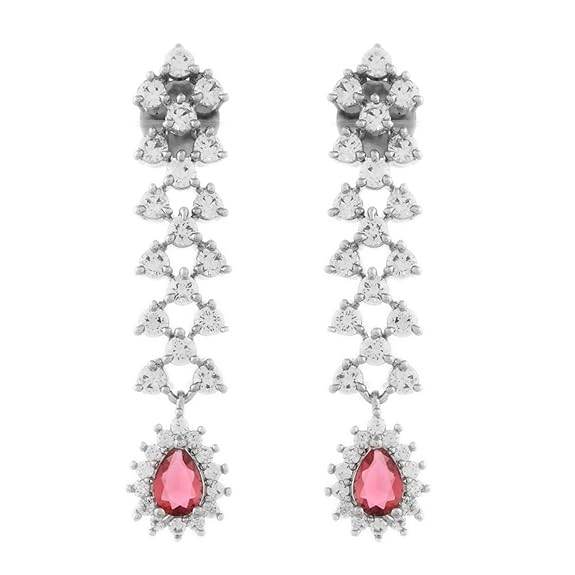 Dazzling Red American Diamond Necklace Set For Women - Rajputtrade