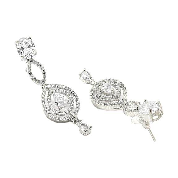 Abstract Necklace With Earrings Jewellery Set For Girls and Women (White) - Rajputtrade