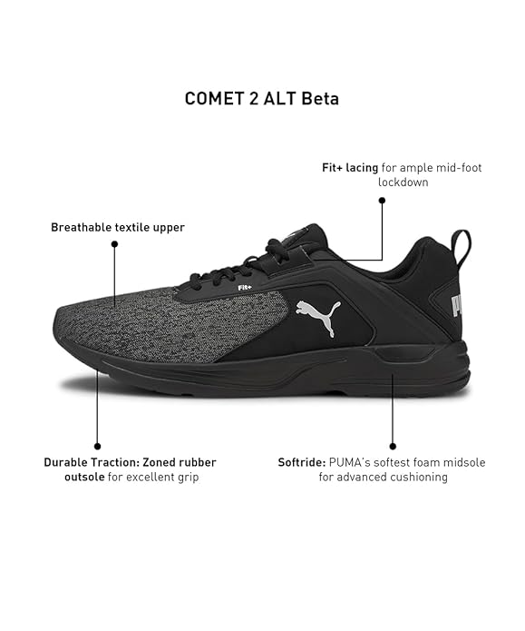 Puma Unisex-Adult Comet 2 Alt Beta Running Shoe (Black) - Rajputtrade