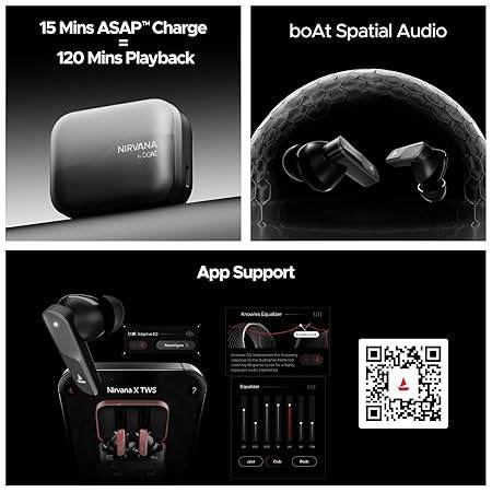 boAt New Launch Nirvana X TWS, Knowles Dual Drivers, Hi-Res Audio LDAC, App Support,4Mic ENx (Black) - Rajputtrade