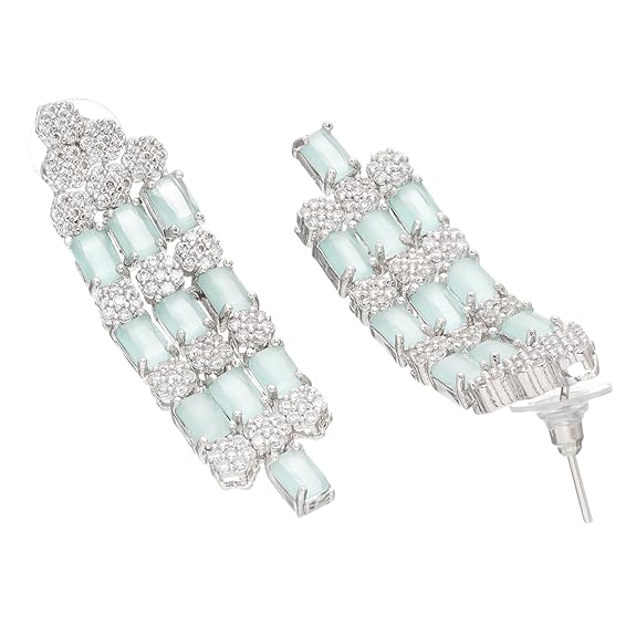 Necklace With Earrings Jewellery Set For Girls and Women (Sea Green) - Rajputtrade