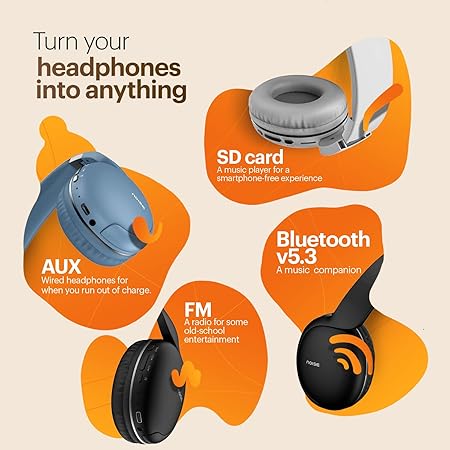 Noise Two Wireless On-Ear Headphones with 50 Hours Playtime, Low Latency(up to 40ms) BT v5.3 (Bold Black)
